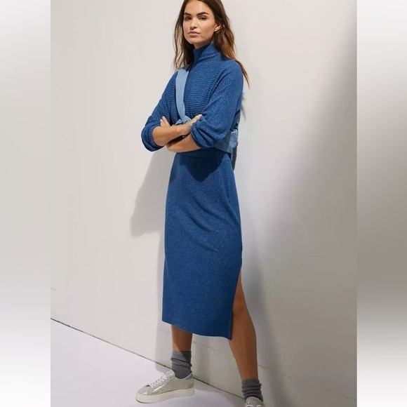 SATURDAYSUNDAY Anthropologie Blue Mariah Long Sleeve Rib Knit Maxi Dress Medium - Picture 13 of 13